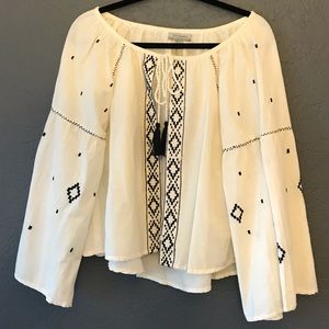 Open front draw string blouse/